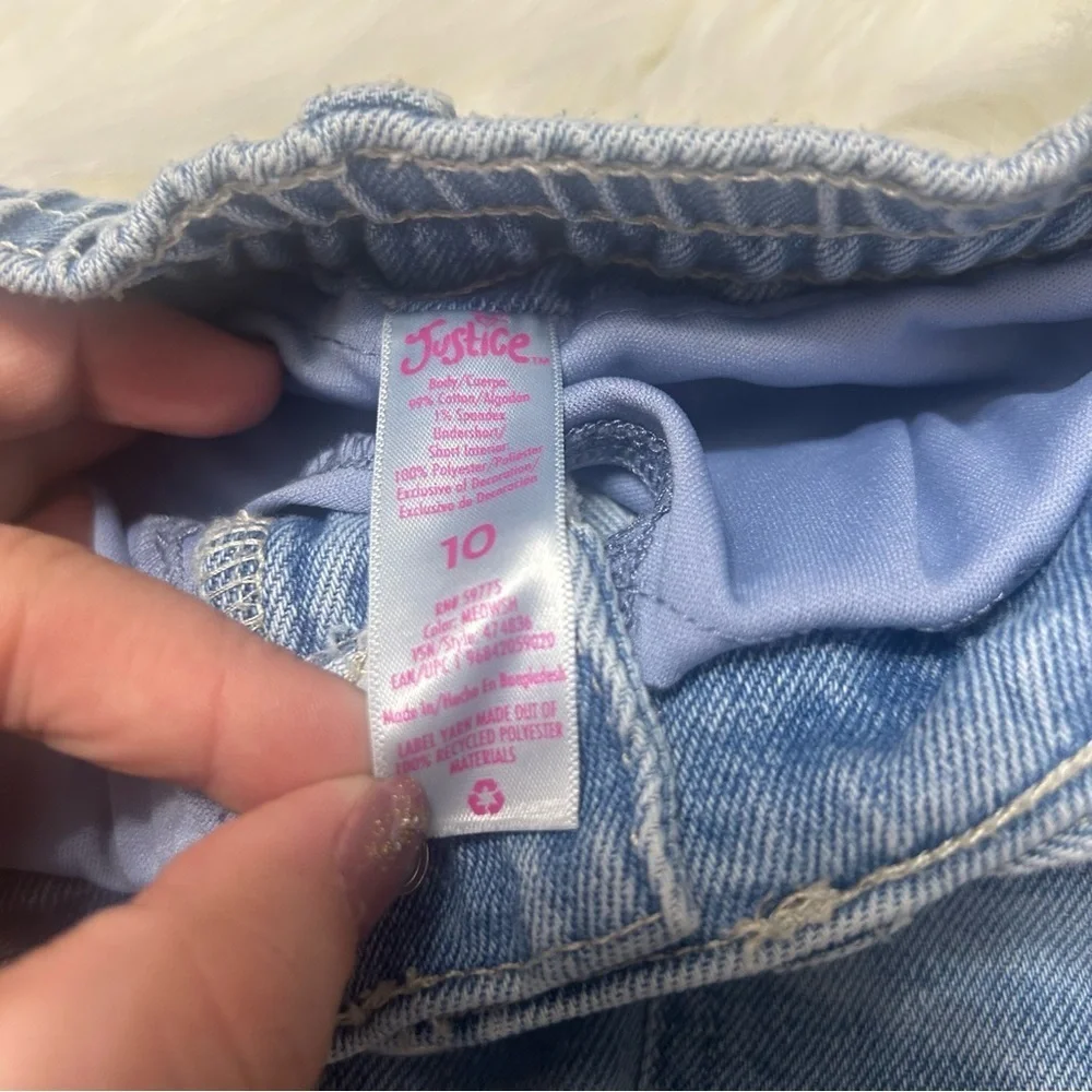 Size 10 Girls Justice Denim Skort with Belt E2